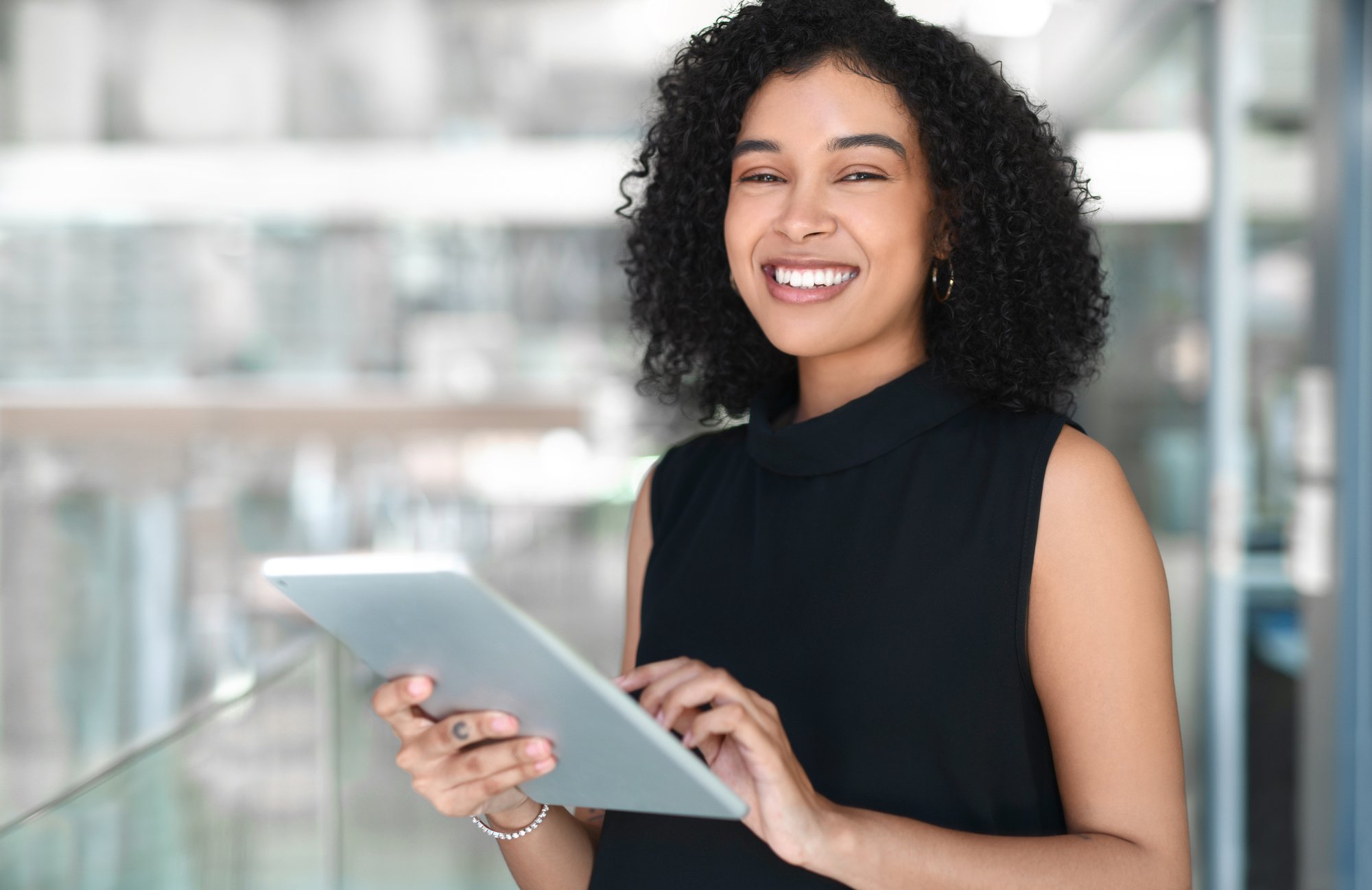Woman holding tablet Woman holding tablet